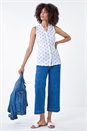 Ivory  Floral Embroidered Cotton Crinkle Blouse, Image 2 of 5