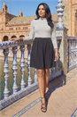 Black Stripe Print High Neck Smock Dress, Image 3 of 4