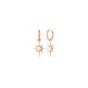 Rose Gold White Opal Northernstar Drop Hoop Earring Sterling Silver, Image 1 of 2
