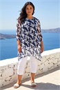 Navy  Curve Floral Lace Tunic Top, Image 2 of 4