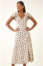 Stone Polka Dot Sweetheart Neck Midi Dress, Image 4 of 5