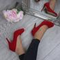 Red AJVANI Red Mid High Heel Court Shoes, Image 5 of 6