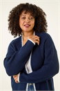 Navy  Curve Longline Knit Cardigan, Image 4 of 5