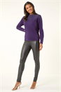 Purple Sparkly High Neck Knit Jumper, Image 2 of 5