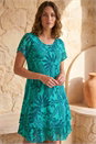 Turquoise Petite Floral Layer Hem Mini Dress, Image 1 of 4