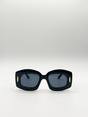 Black Oversized  Rectangle Sunglasses in Black, Image 2 of 6