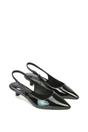 Black XY LONDON Black 'Jenny' Pointed Toe Low Kitten Heel Slingback Pumps, Image 3 of 5