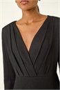 Black Textured Wrap Midi Dress, Image 4 of 4