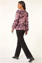 Pink Printed Trim Stretch Top, Image 2 of 4