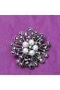 Silver Vintage Brooch with Pearl and Crystal, Image 1 of 3