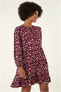 Wine Floral Tie Front Smock Dress, Image 4 of 5