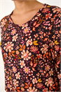 Orange Floral Print Jersey Tunic Top, Image 5 of 5