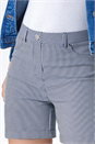Navy Stripe Turn Up Elastic Waist Stretch Shorts, Image 1 of 4