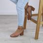 Tan AJVANI Tan Mid Block Heel Ankle Strap 2 Part Heels, Image 5 of 6