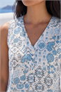 Blue Petite Printed Sleeveless Blouse, Image 4 of 4