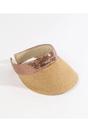 Beige Aura - Sequin Trim Straw Visor - Beige, Image 2 of 2