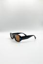 Black Bold Retangle Sunglasses in Black, Image 2 of 3