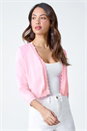 Light Pink Scalloped Edge Stretch Knit Shrug, Image 2 of 5