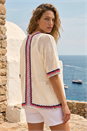 White Pattern Crochet Knit Cardigan, Image 3 of 4
