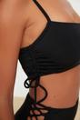 Black Square Neck Ruched Side Detail Bikini Top, Image 2 of 3