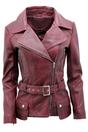 Burgundy Womens Long Leather Biker Jacket-Quito, Image 1 of 4
