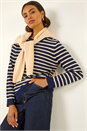Navy Stripe Buttoned Knit Jumper, Image 1 of 5