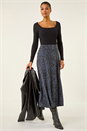 Midnight Blue Abstract Diamond Print Midi Skirt, Image 3 of 5