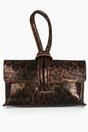Bronze Leopard Leather Wristlet Clutch Bag, Image 1 of 3