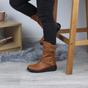Tan Low Wedge Heel Comfort Calf Biker Boots, Image 5 of 6