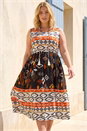 Orange Curve Aztec Print Smock Midi Dress, Image 1 of 4