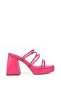 Fuchsia XY LONDON Fuchsia 'Colt' Strappy Square Toe High Block Heel Platform Mule Sandals, Image 1 of 5