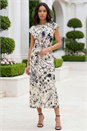 Ivory Printed Twist Front Wrap Dress, Image 1 of 4
