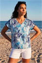 Blue Marine Print Ric Rac Trim Top, Image 1 of 4