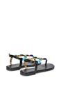 Black XY LONDON Black 'Sylva' Embellished Jewel Stone Flat T-Bar Sandals, Image 4 of 6
