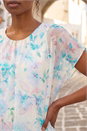 Blue Floral Print Bubble Hem Top, Image 4 of 4
