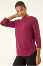 Plum Curved Hem Stretch Top, Image 1 of 5