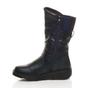 Navy Blue Low Wedge Heel Comfort Calf Biker Boots, Image 3 of 6