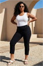 Black Curve Cropped Stretch Denim Jeggings, Image 1 of 4