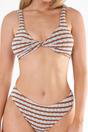 Brown Textured  Stripe Bikini Bottom, Image 3 of 4