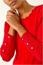 Red Scalloped Neck Knit Jumper, Image 5 of 6