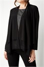 Black Chiffon Hem Waterfall Cardigan, Image 3 of 4