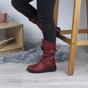 Burgundy AJVANI Burgundy Low Wedge Heel Comfort Calf Biker Boots, Image 5 of 6