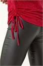 Red Sparkle Cowl Neck Tie Side Top, Image 5 of 5