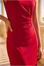 Wine Side Pleat Midi Dress, Image 4 of 4