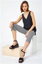 Black Striped Cropped Stretch Trouser, Image 1 of 5