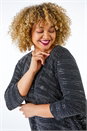 Silver Curve Shimmer Oversized Top, Image 1 of 5