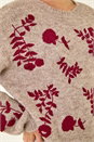 Taupe Floral Crew Neck Knit Jumper, Image 6 of 7