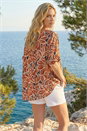 Rust Floral Buttoned Back Top, Image 3 of 4
