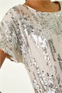 Silver Sequin Shimmer Stretch Dress, Image 5 of 5