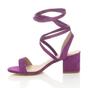 Purple AJVANI Purple Mid Block Heel Tie Up Sandals, Image 3 of 6